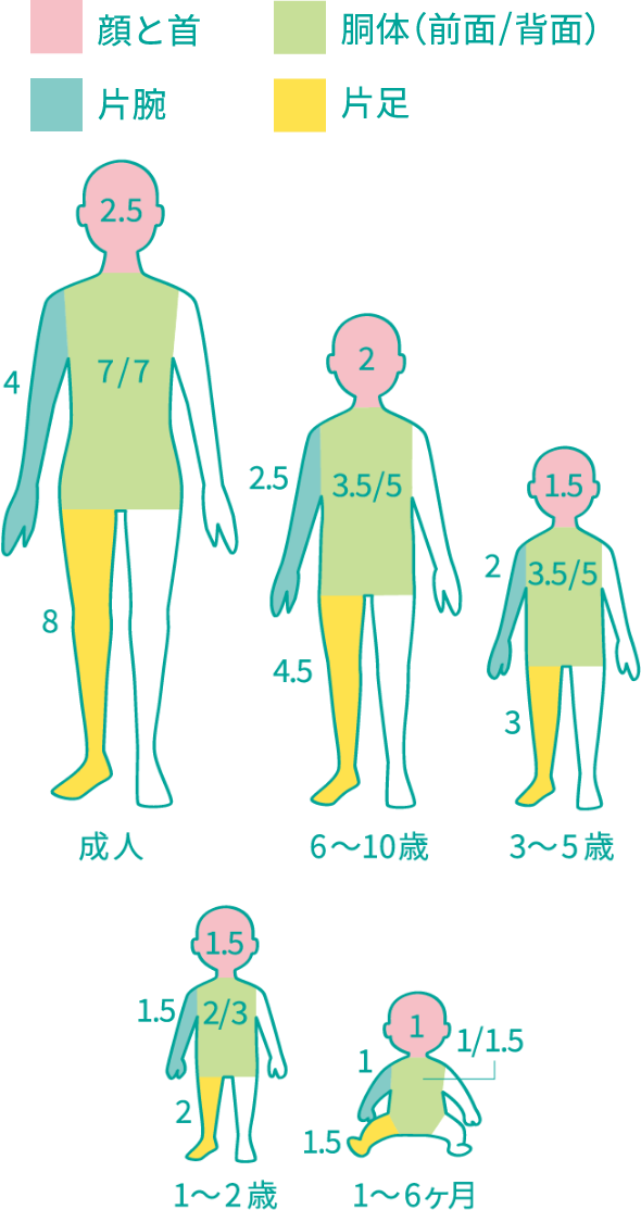 各部位の散布量の目安
